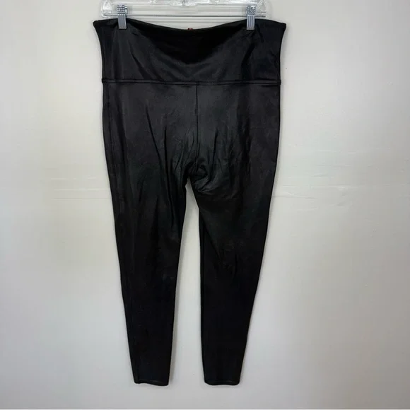 SPANX Black High-Rise Faux Leather Metallic Women's Leggings E4 - Picture 5 of 7